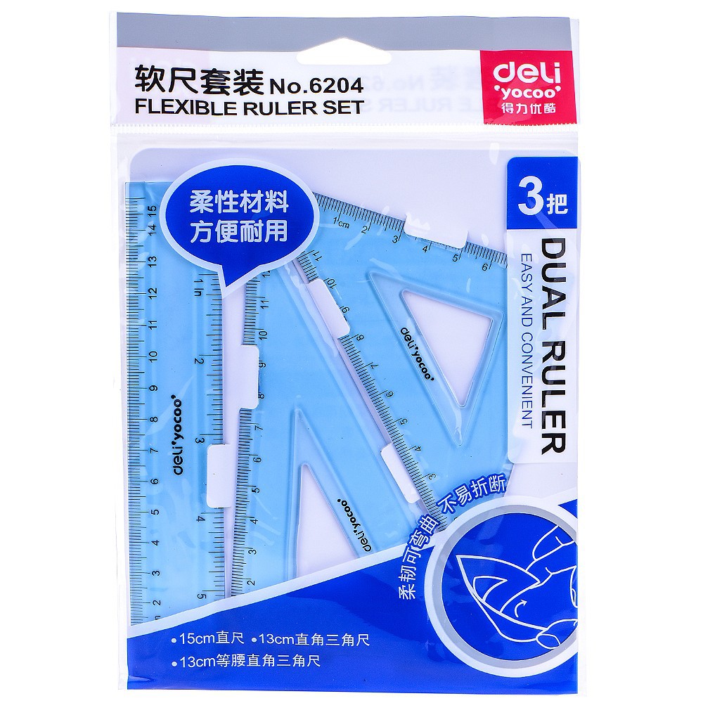 Bộ Thước E Kê Dẻo DELI 6204