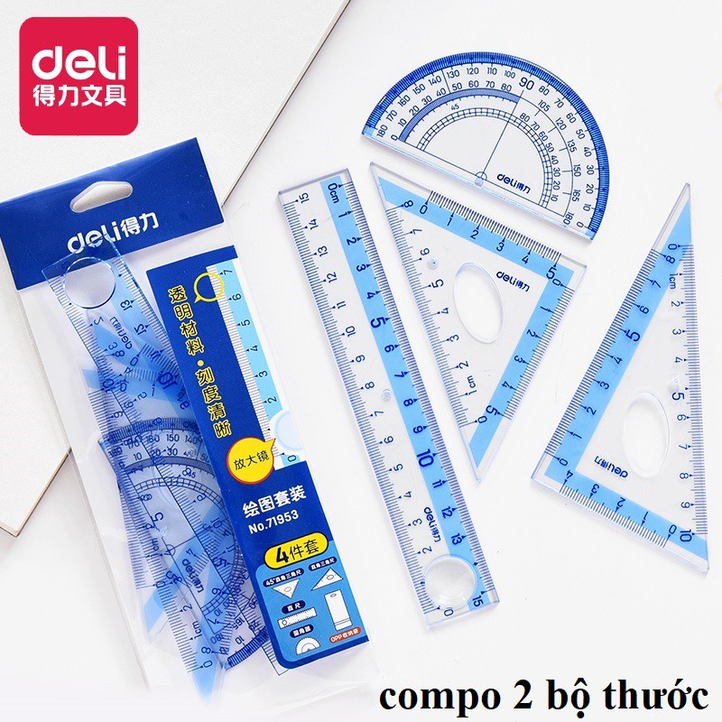 Bộ Thước Kẻ 4 Món (Không Hình) Deli 71953